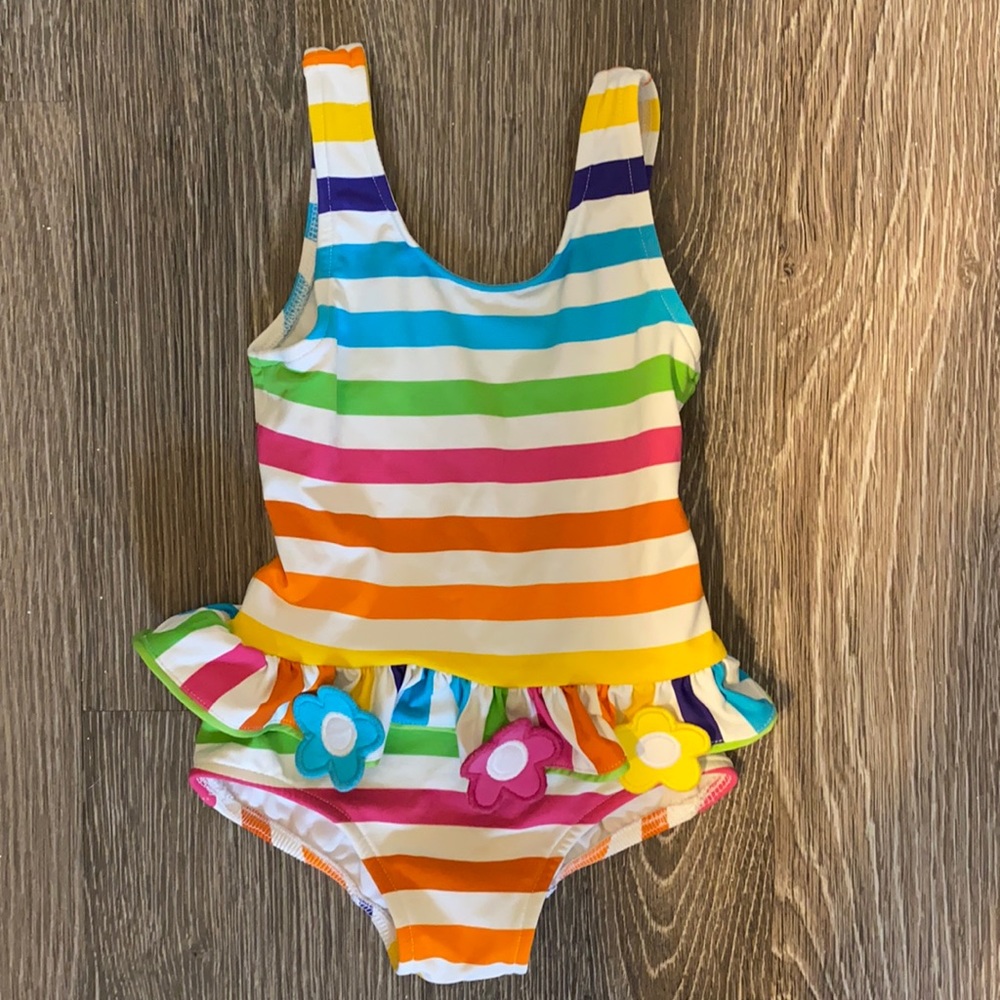 Florence Eiseman Rainbow Stripe Flower Swimsuit